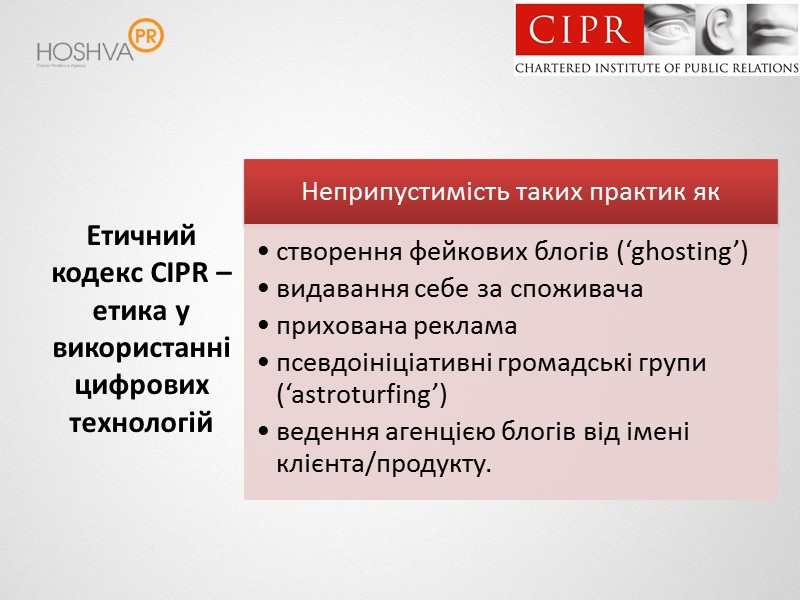 Етичний кодекс CIPR – етика у використанні цифрових технологій